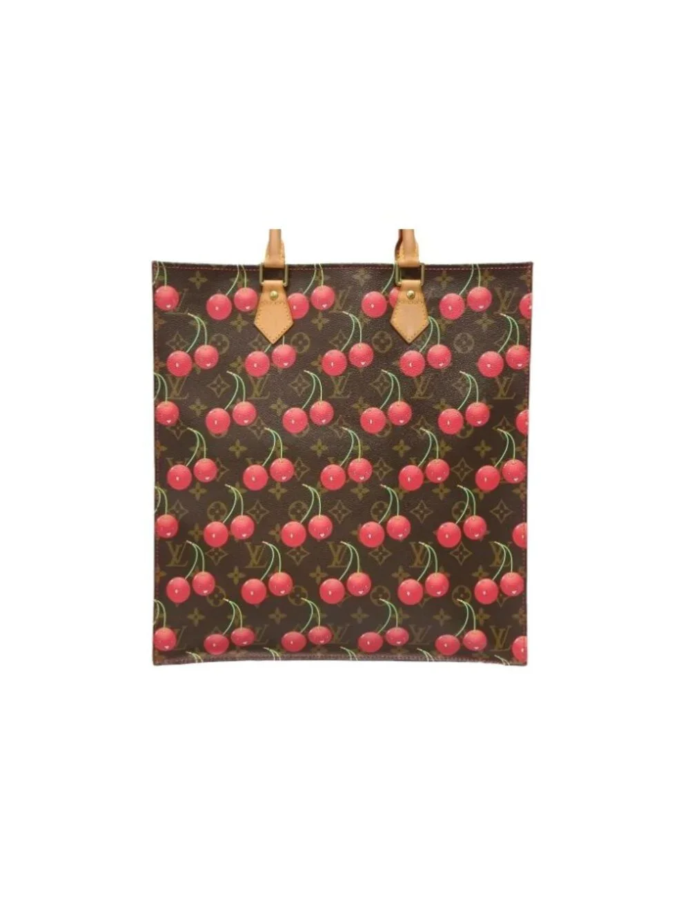 Louis Vuitton Tote Bag Takashi Murakami Sac Plat Monogram Cherry Brown